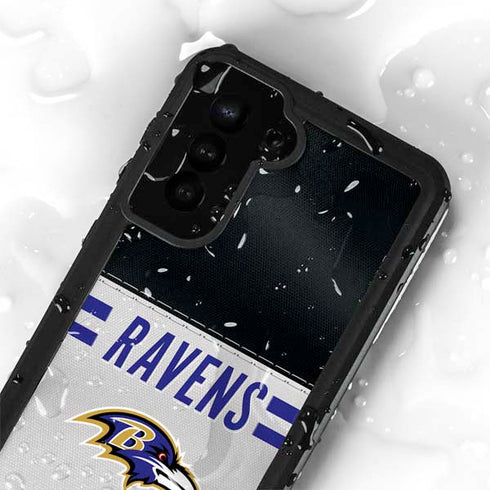 NFL Baltimore Ravens White Striped Galaxy S24 Plus Waterproof Case